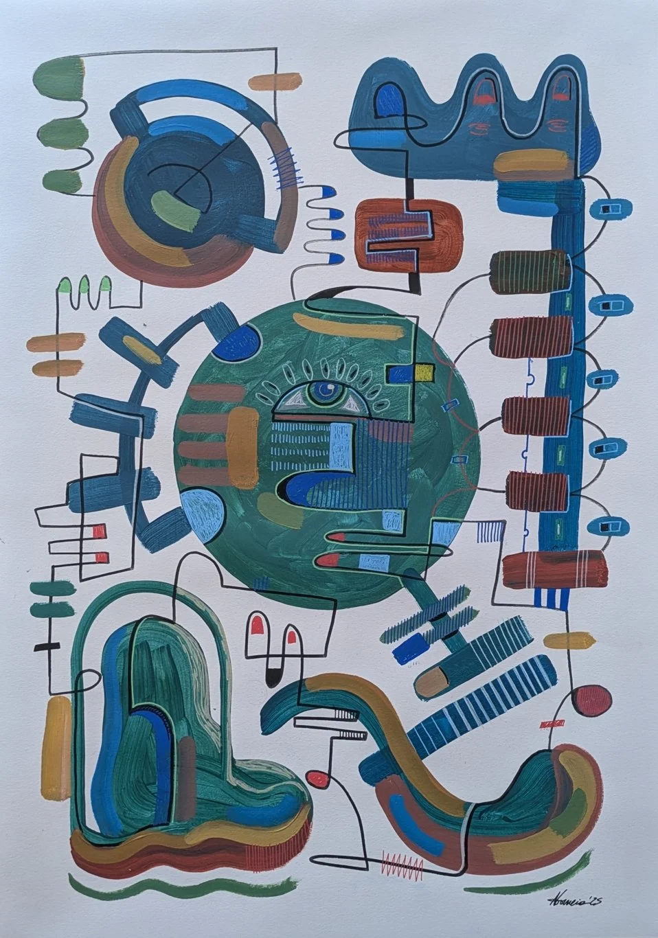 Fragments of Orientation, Object II /
Acrylic and India ink on paper / 59.4 × 42 cm / 2026
