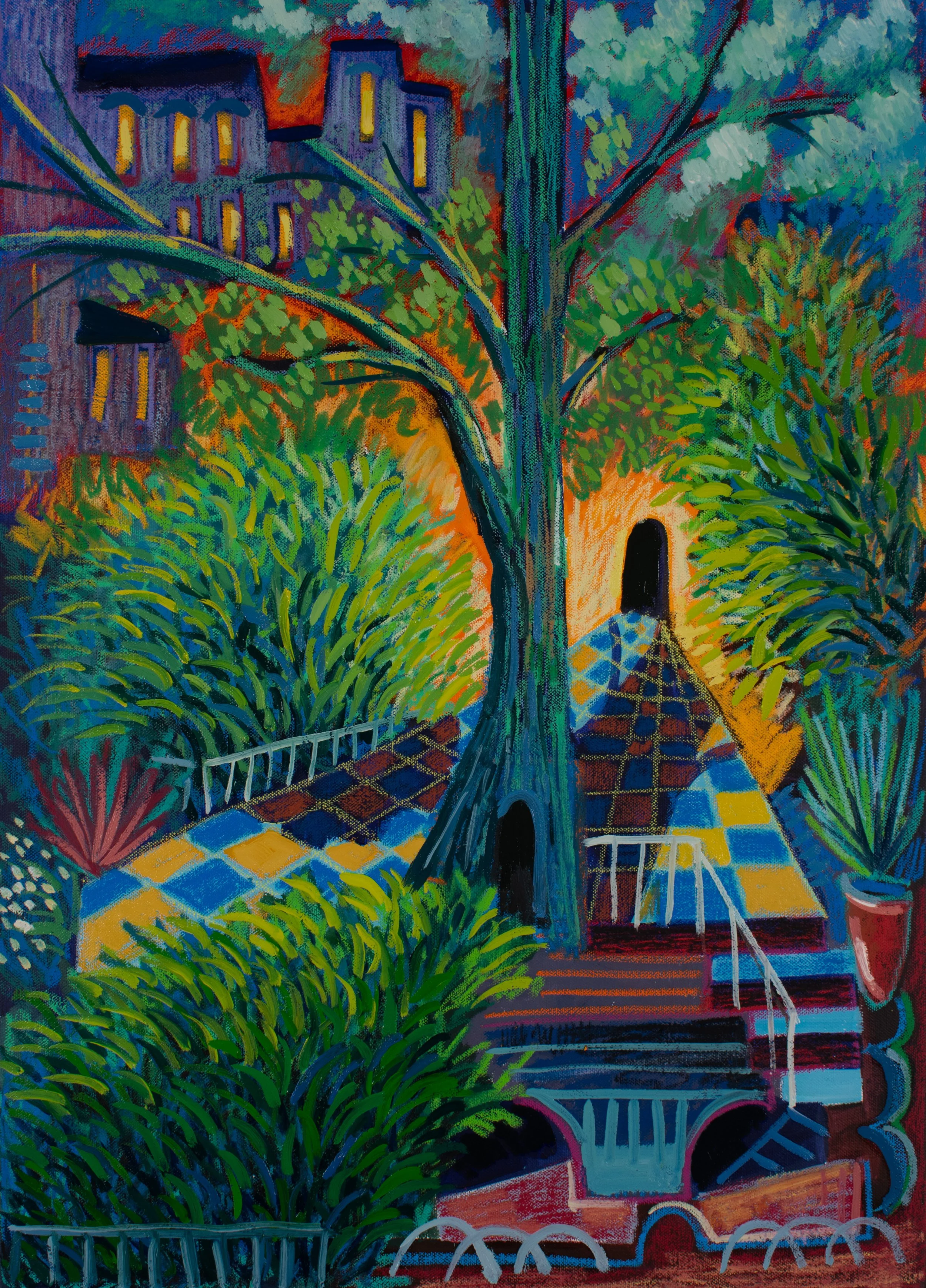 Path Through the Park / Oils and Oil pastel on canvas /
70 x 50 cm / 2026
