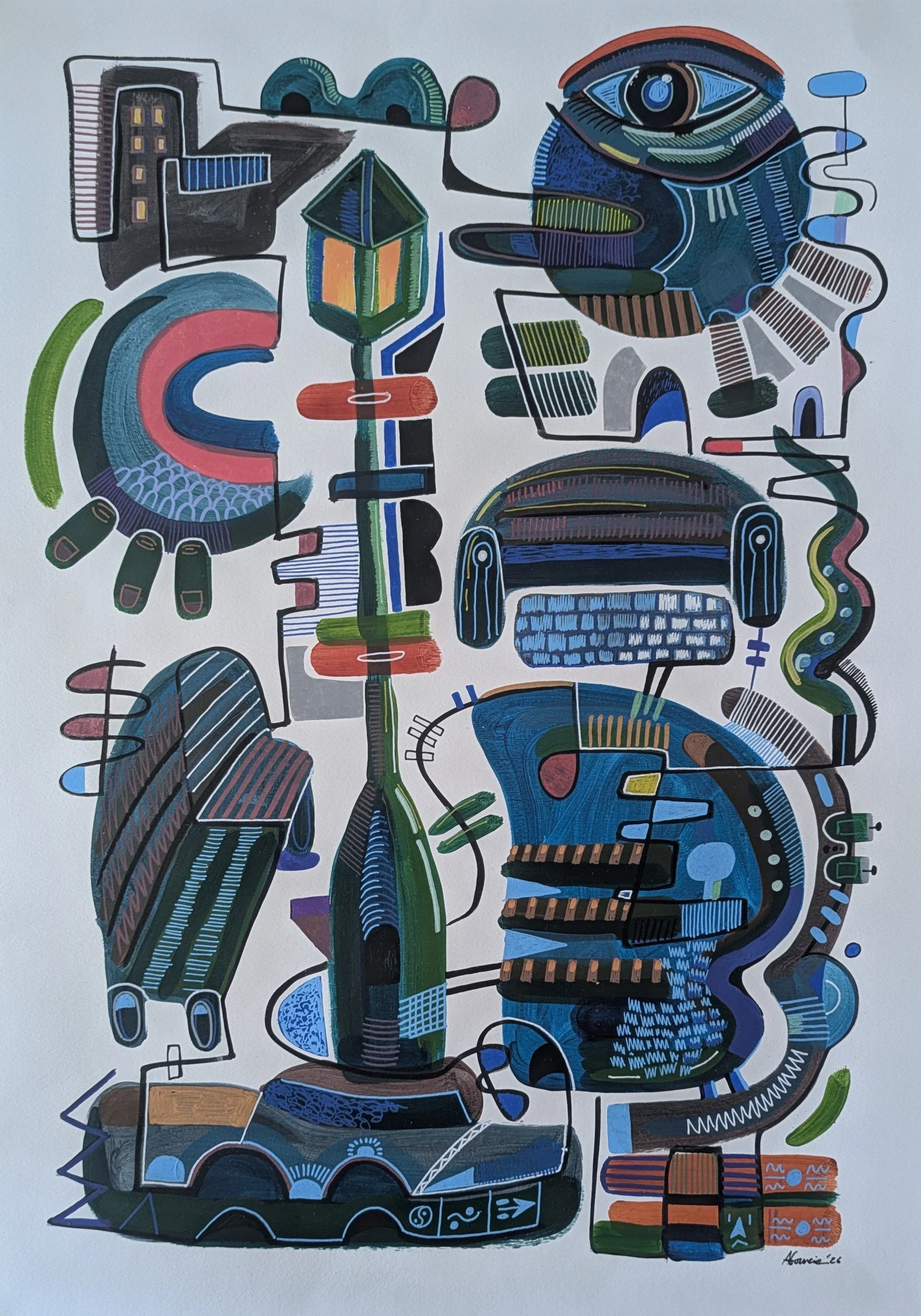 Solitary light / Acrylic and India ink on paper / 59.4 × 42 cm / 2026
