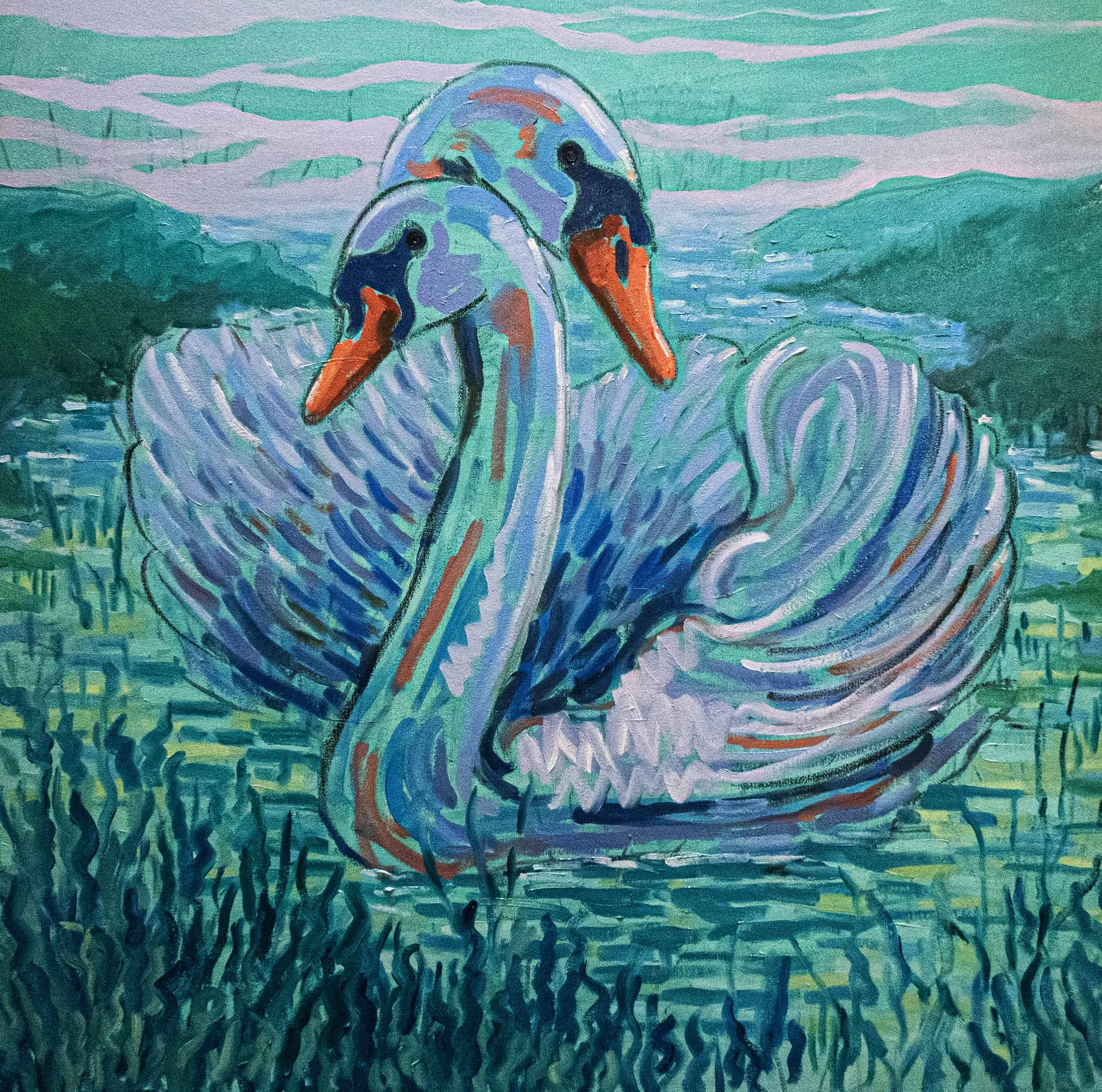 Cisnes / Oil on canvas / 80 x 80 cm / 2022