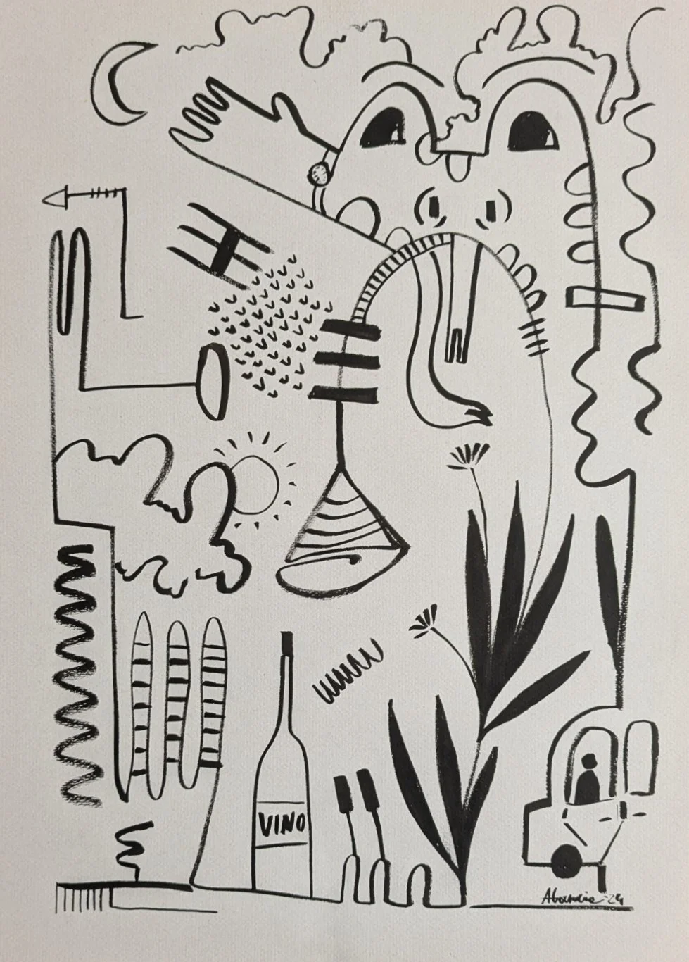 Frog / Indian Ink on paper / 40,7 x 29.7 cm  / 2024