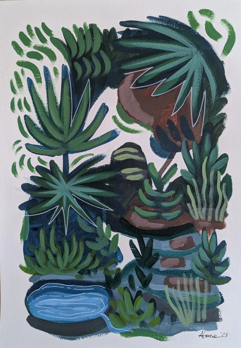 Peaceful Corner / Acrylic on paper / 42 x 29.7 cm / 2025