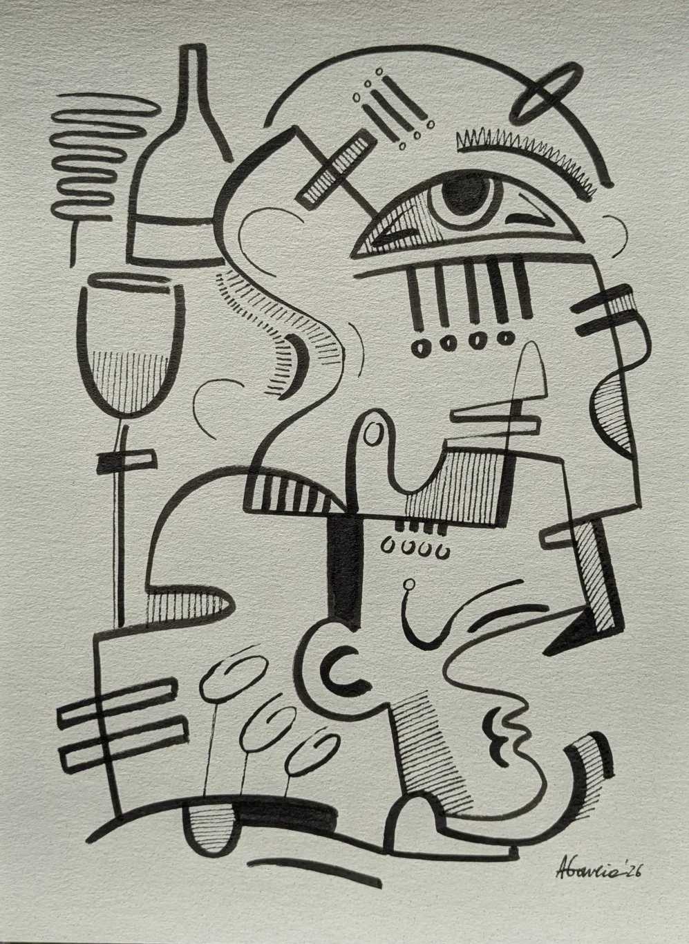Coleção Creme, Object II / Indian ink on paper / 29.7 x 21 cm / 2026