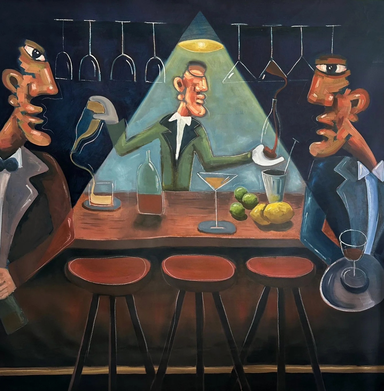 Men at the Bar / Oil on Canvas / 145 x 145 cm / 2022 