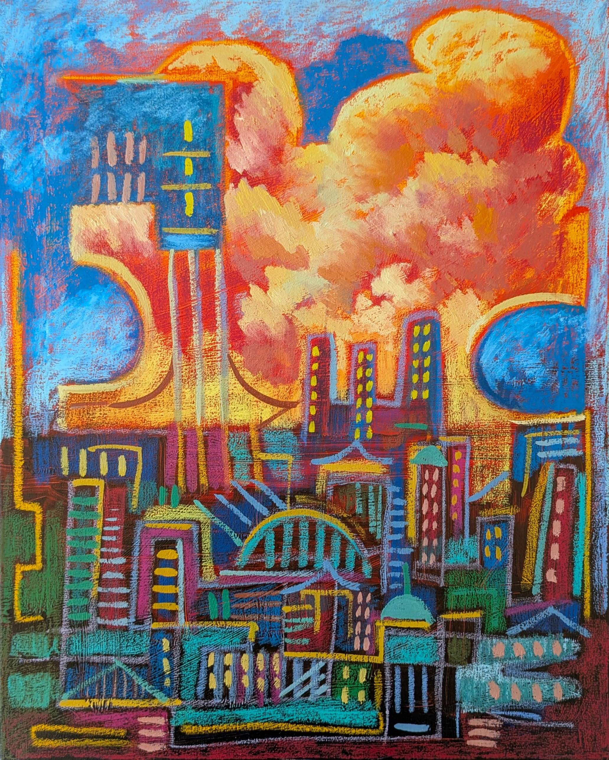 City lights / Oils and Oil pastel on canvas /
50 x 40 cm / 2026