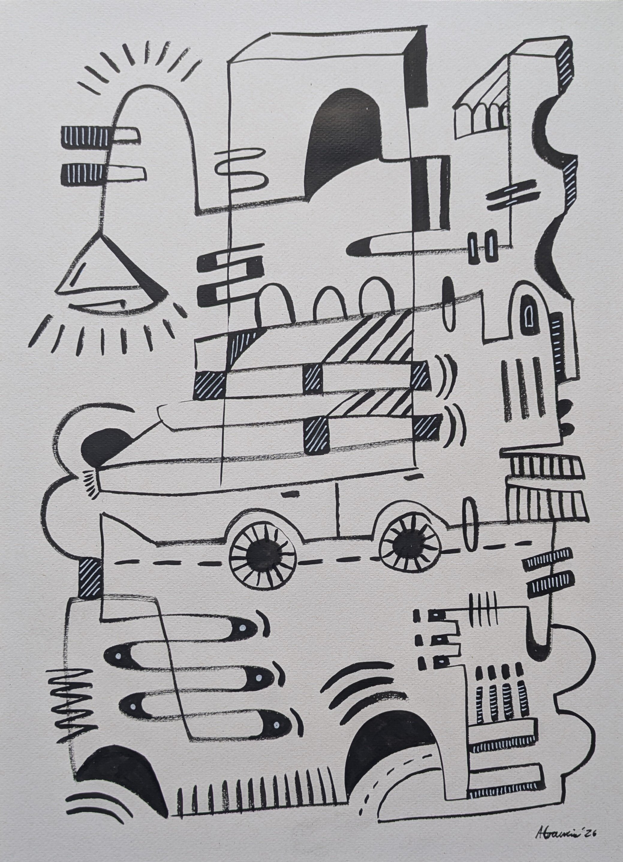 De três Collection, Object III / India ink on paper / 42 × 29.7 cm / 2026 / SOLD