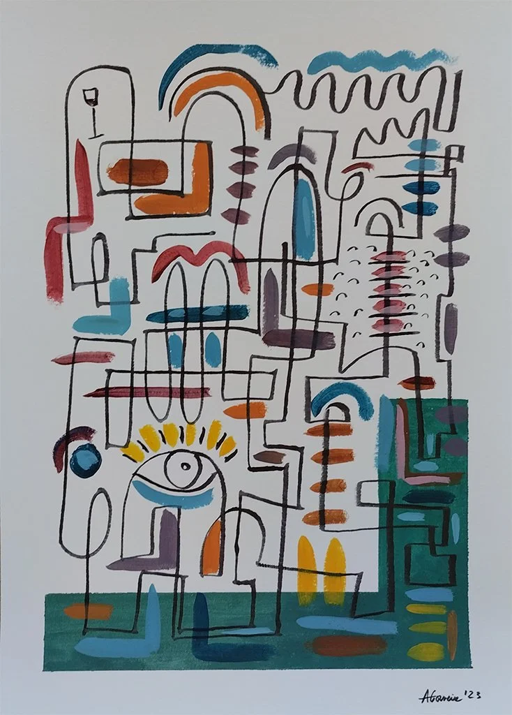 Painting nº2 - Prado / Geometric Landscape Collection / Acrylic on Paper / A3 (29,7 x 42cm) / 2023
