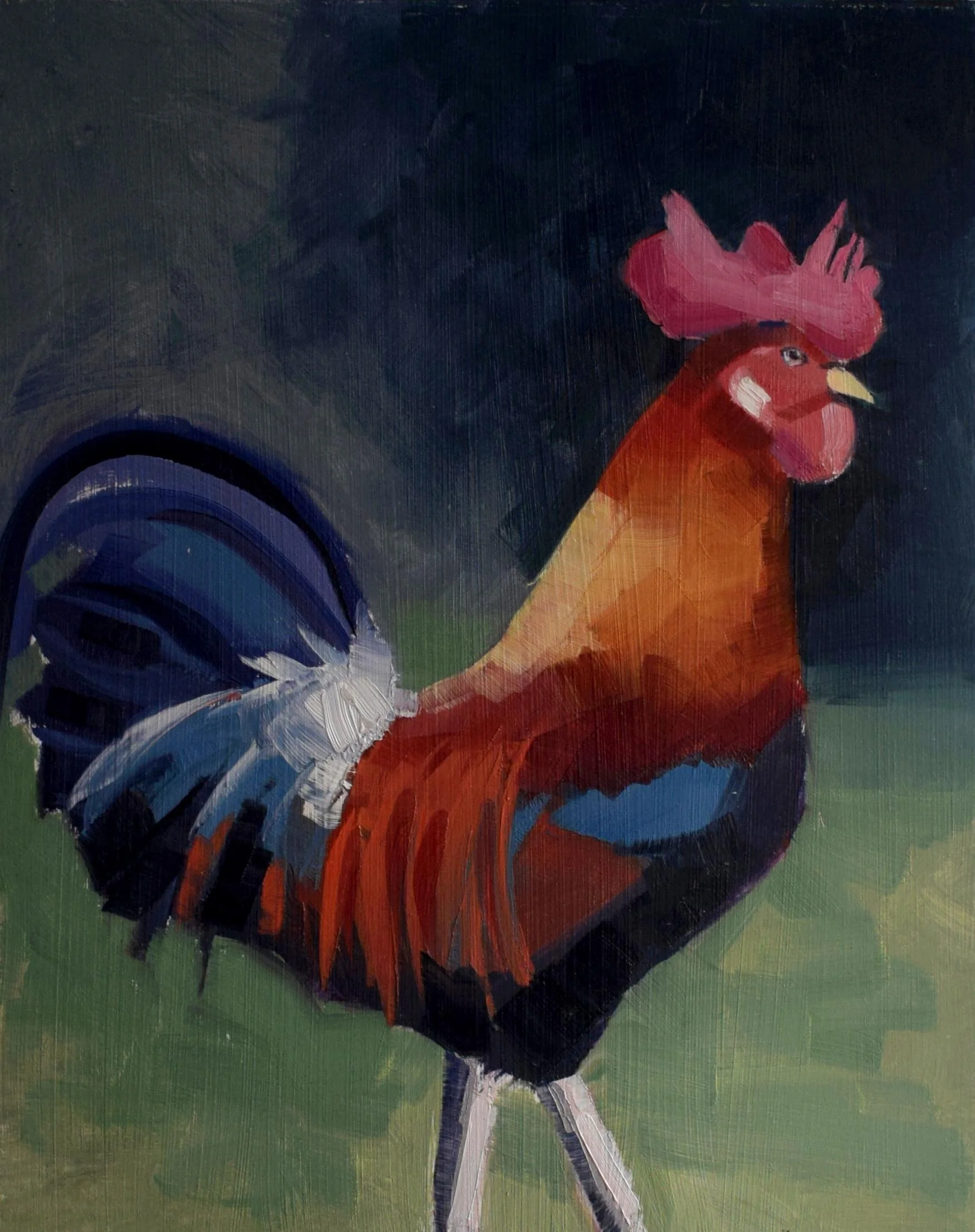 Rooster / Oil on Wood / 40 x 30 cm / 2021
