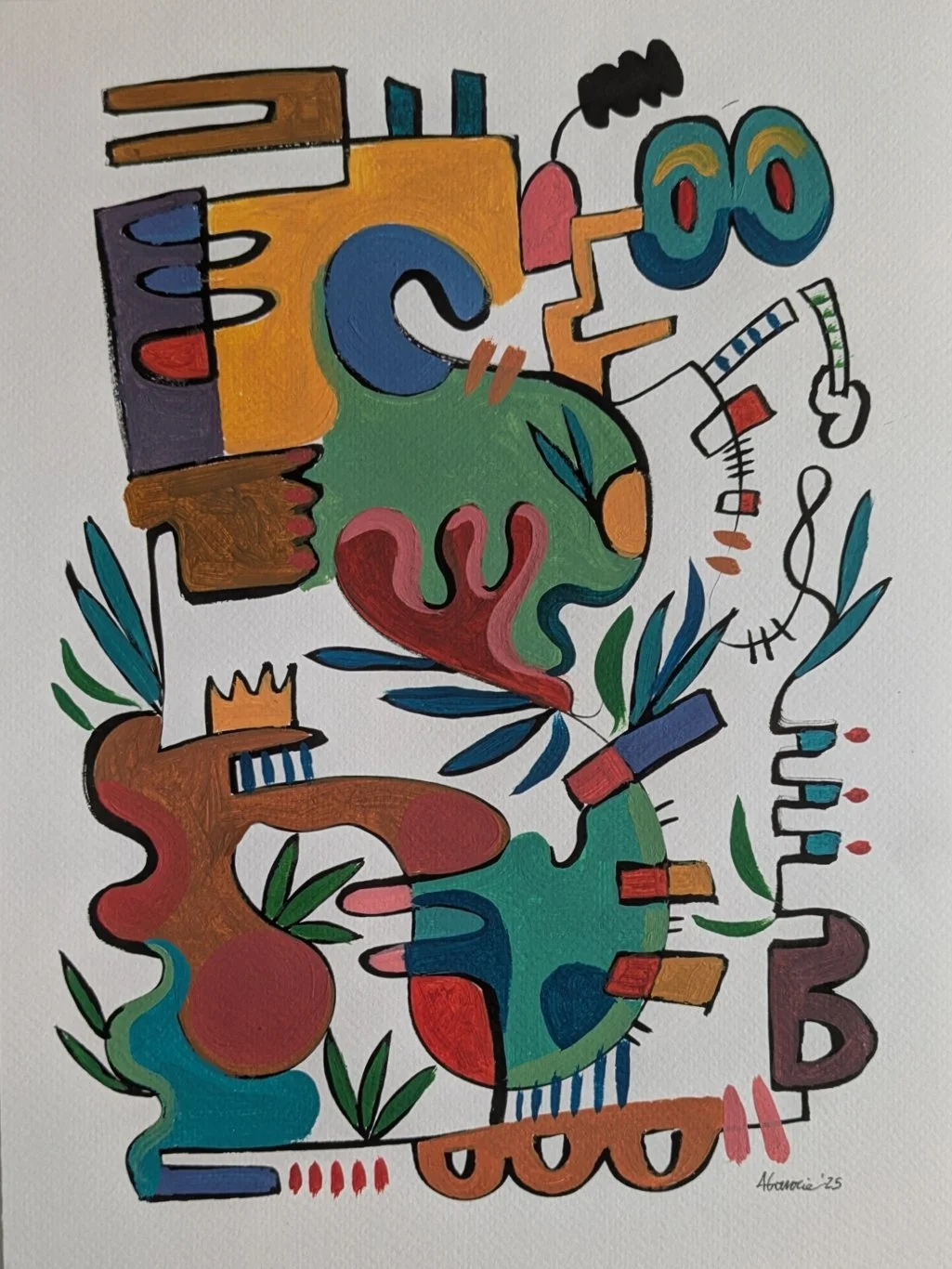 Forms and Roots II / Acrylic and indian ink on paper / 32 x 24 cm / 2025 / SOLD
