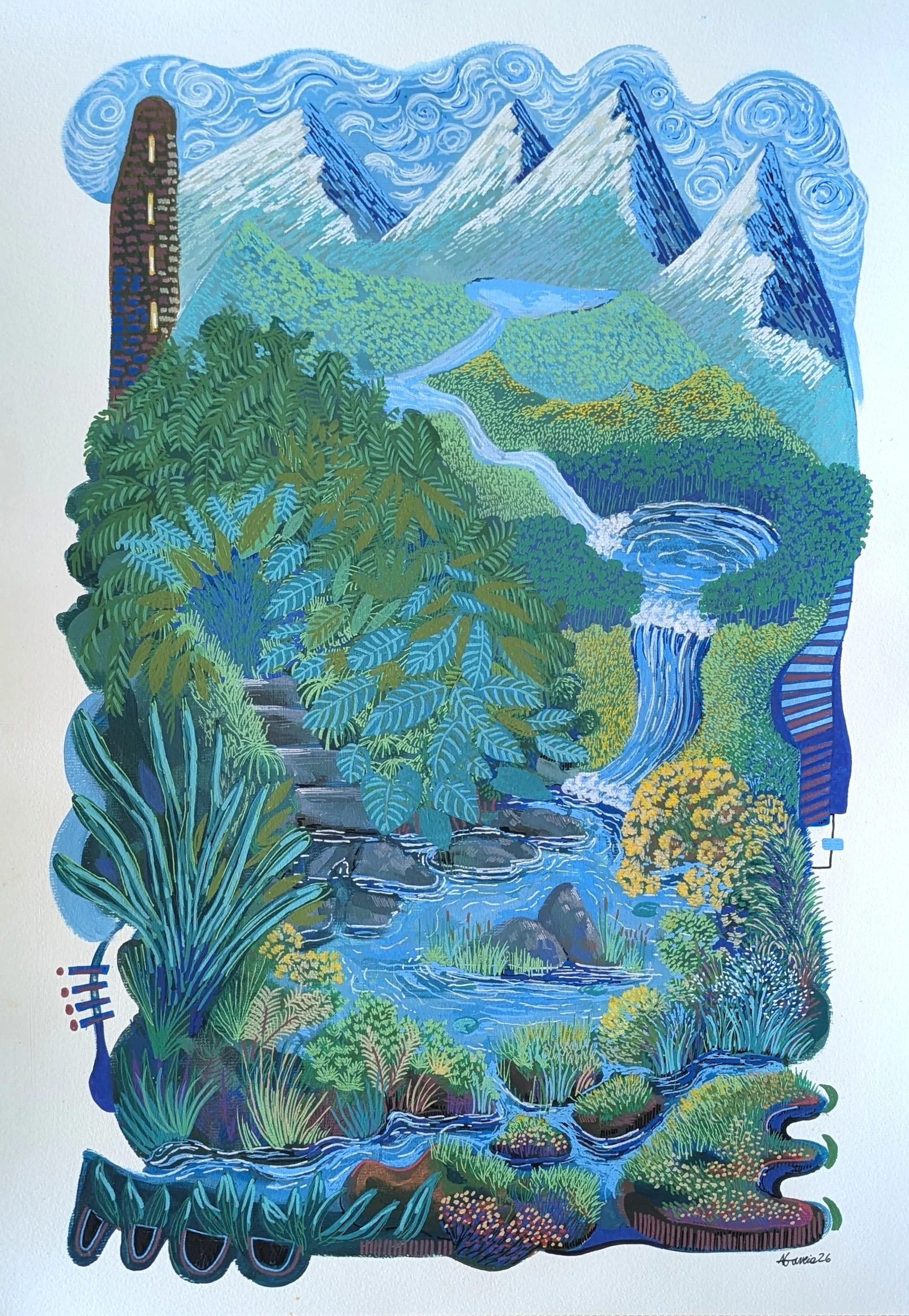 Mountain Spring /  Mix Tecnhique on paper/ 59.4 x 42 cm / 2026