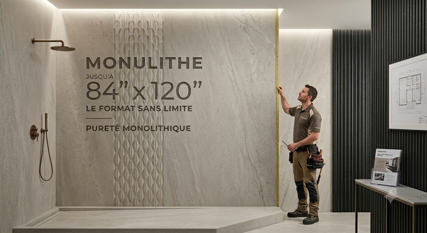 installation sur mesure d'un grand panneau en béton architectural MONULITHE.