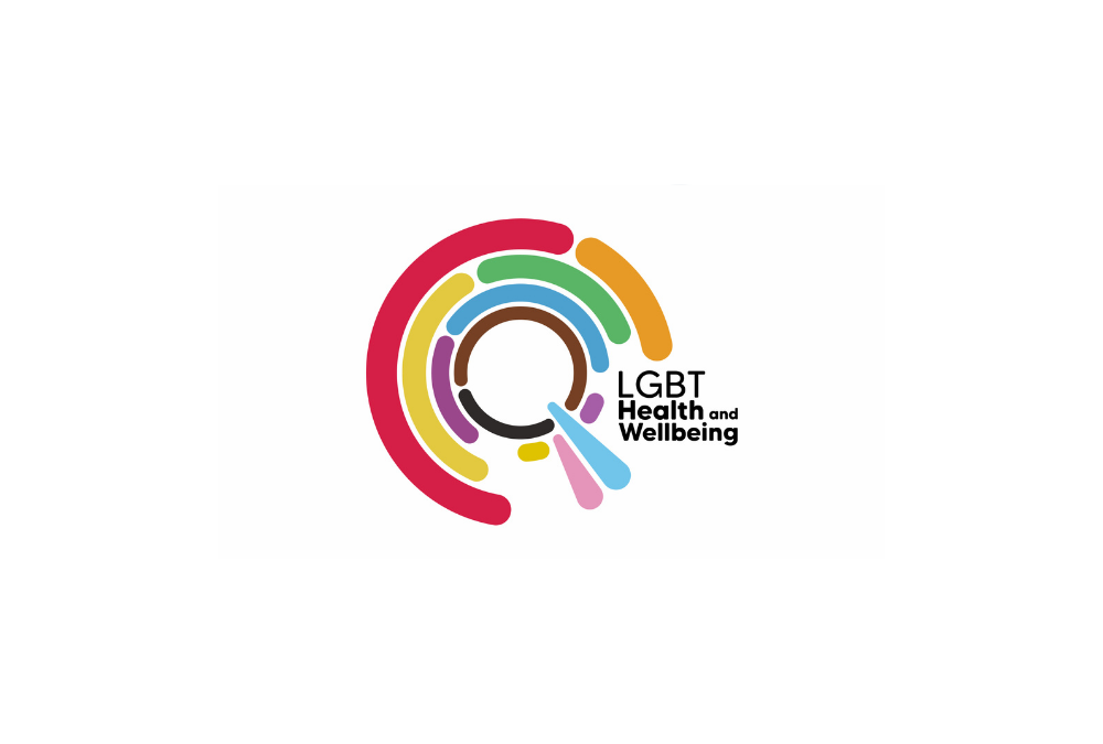 Colorful logo with concentric circles and a droplet shape, featuring the text "LGBT Health and Wellbeing".