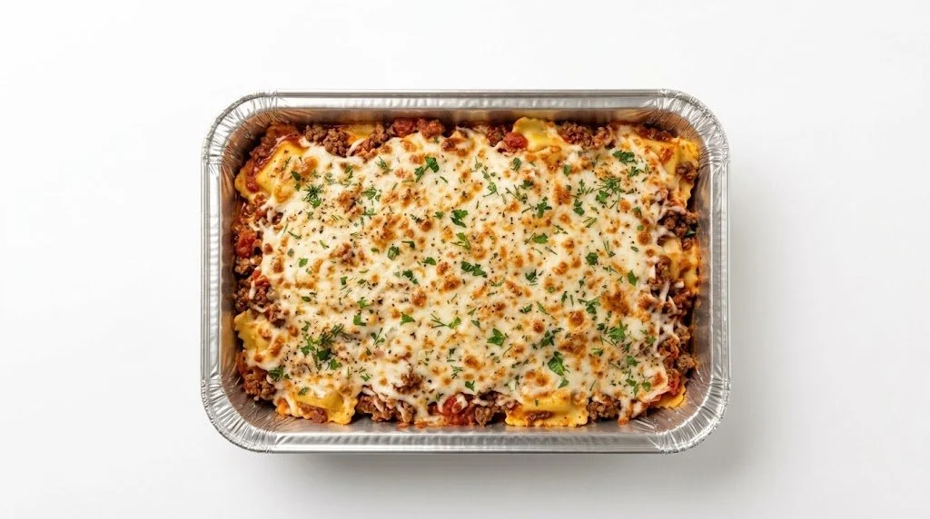 CHEESY BAKED RAVIOLI CASSEROLE
