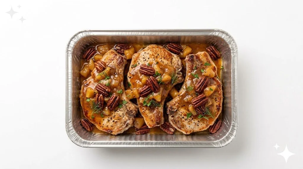 HERB-ROASTED PORK CHOPS WITH APPLE & PECAN