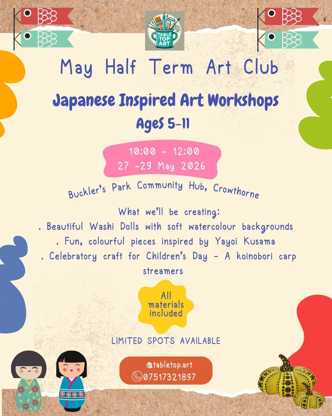 TableTop Art — Spring Art Workshops