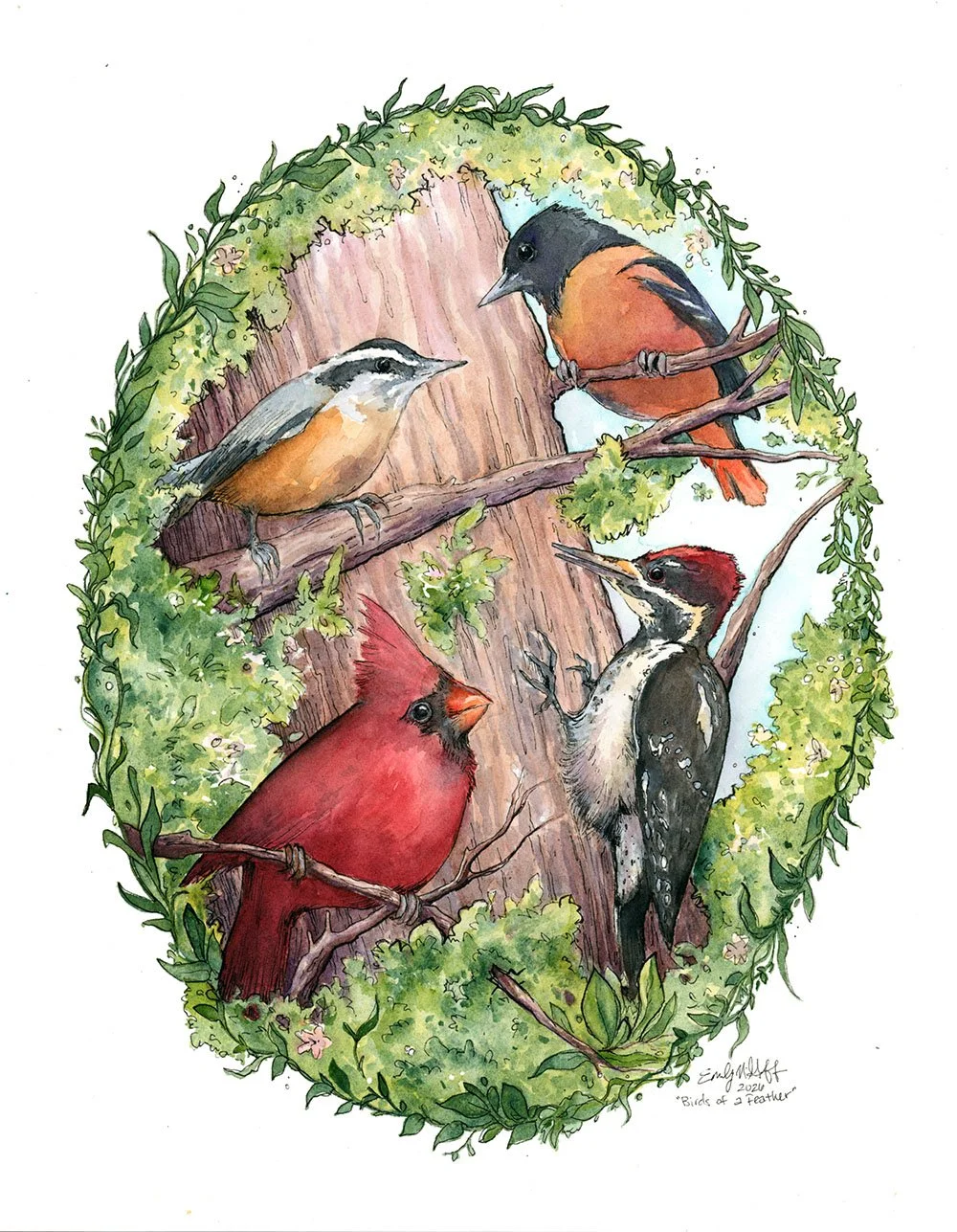 watercolor-2026-art-painting-commission-birds-cardinal-nuthatch-woodpecker-oriole-emilyngoff.jpg