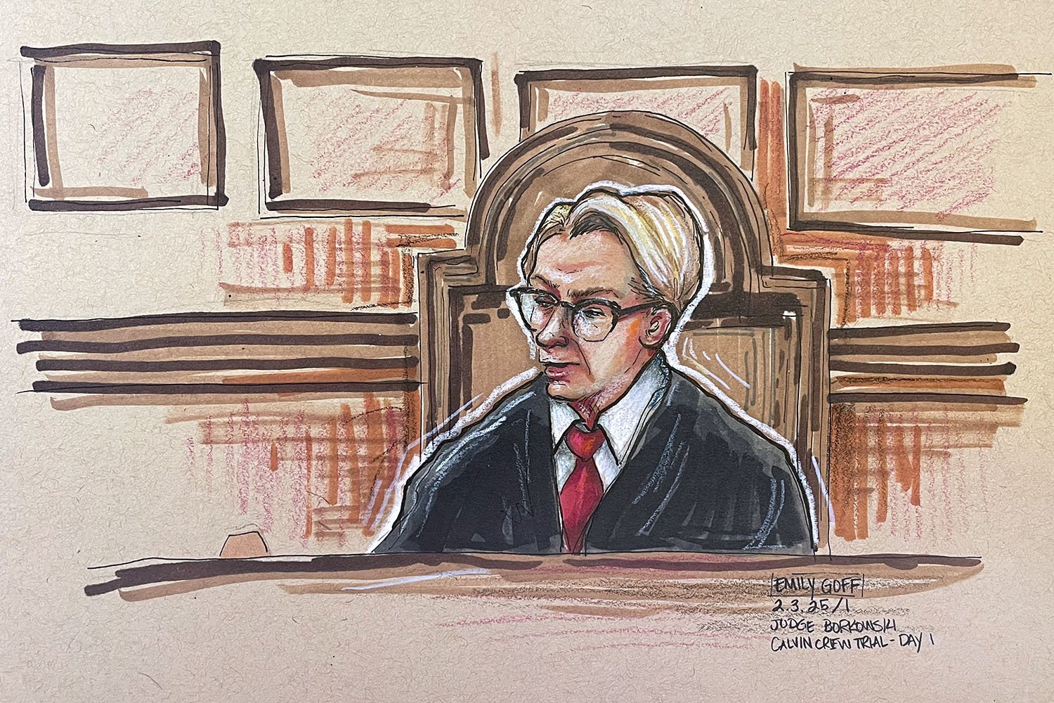 Honorable Edward J. Borkowski delivering instructions to the jury on the first day of Calvin Crew's trial in the murder of Christina Spicuzza (2025)