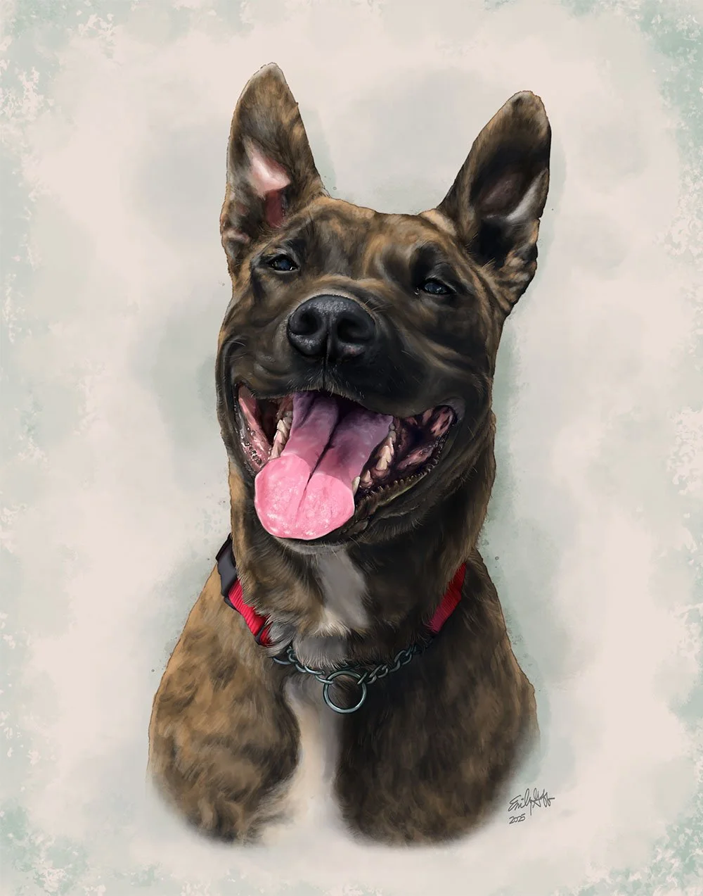 "Sun's Out Tongue's Out" (2025) / Digital Illustration, pet portrait