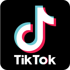 TikTok logo with black background and colorful musical note icon.