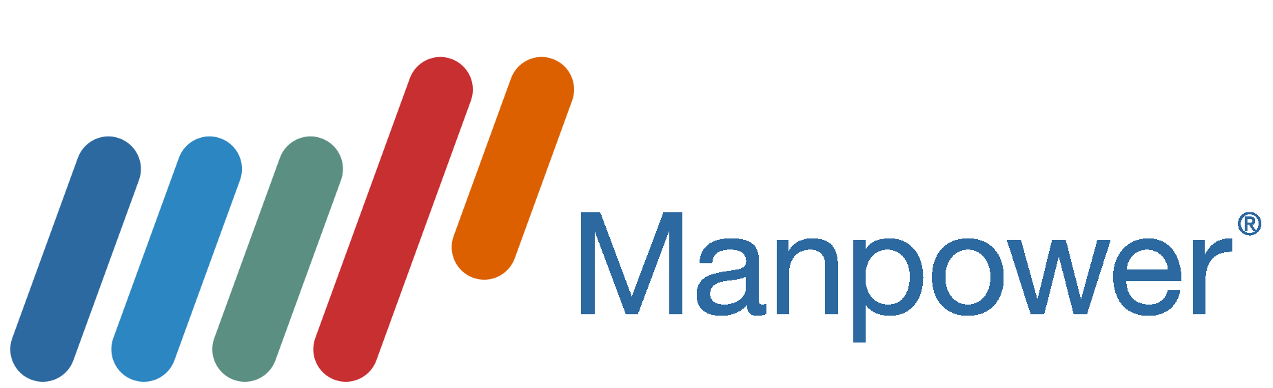 The Manpower logo, featuring five diagonal bars in blue, light blue, green, red, and orange, with the word 'Manpower' in blue text to the right.