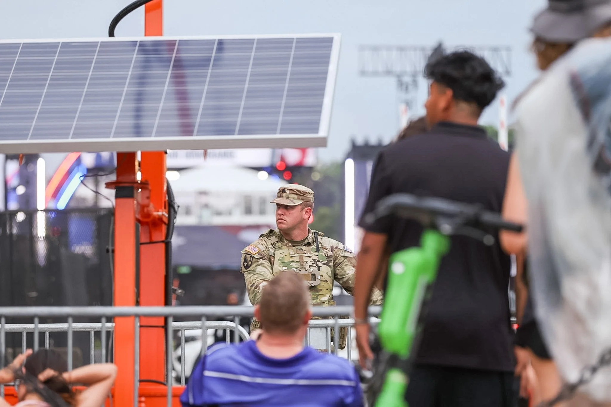 The National Guard. Protecting the event. 