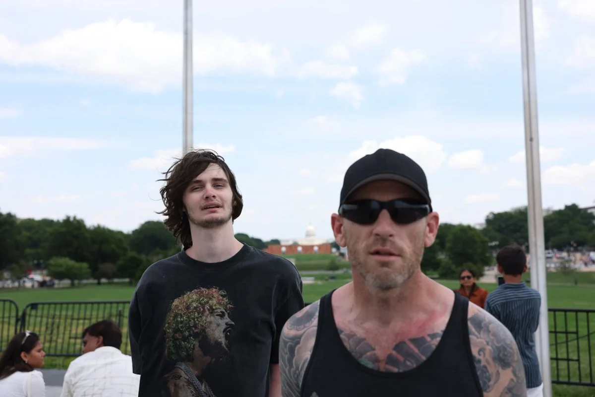 Father and son UFC fans from Cincinnati Ohio at UFC Freedom 250 on the National Mall Washington DC June 14 2026