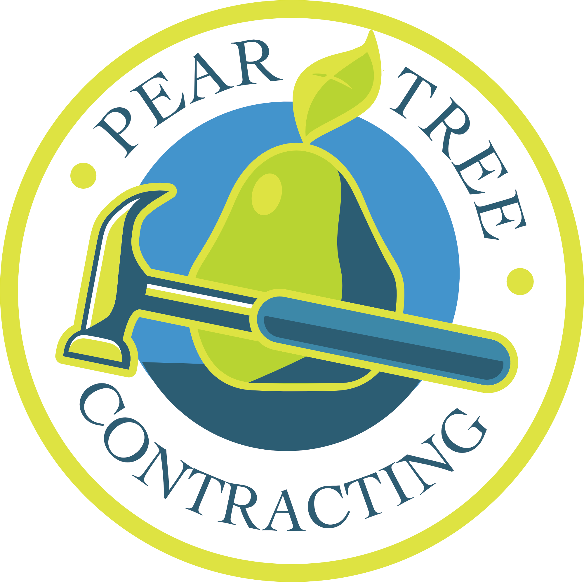 An image of a contractor logo which was redesigned from an ai version - pear and hammer