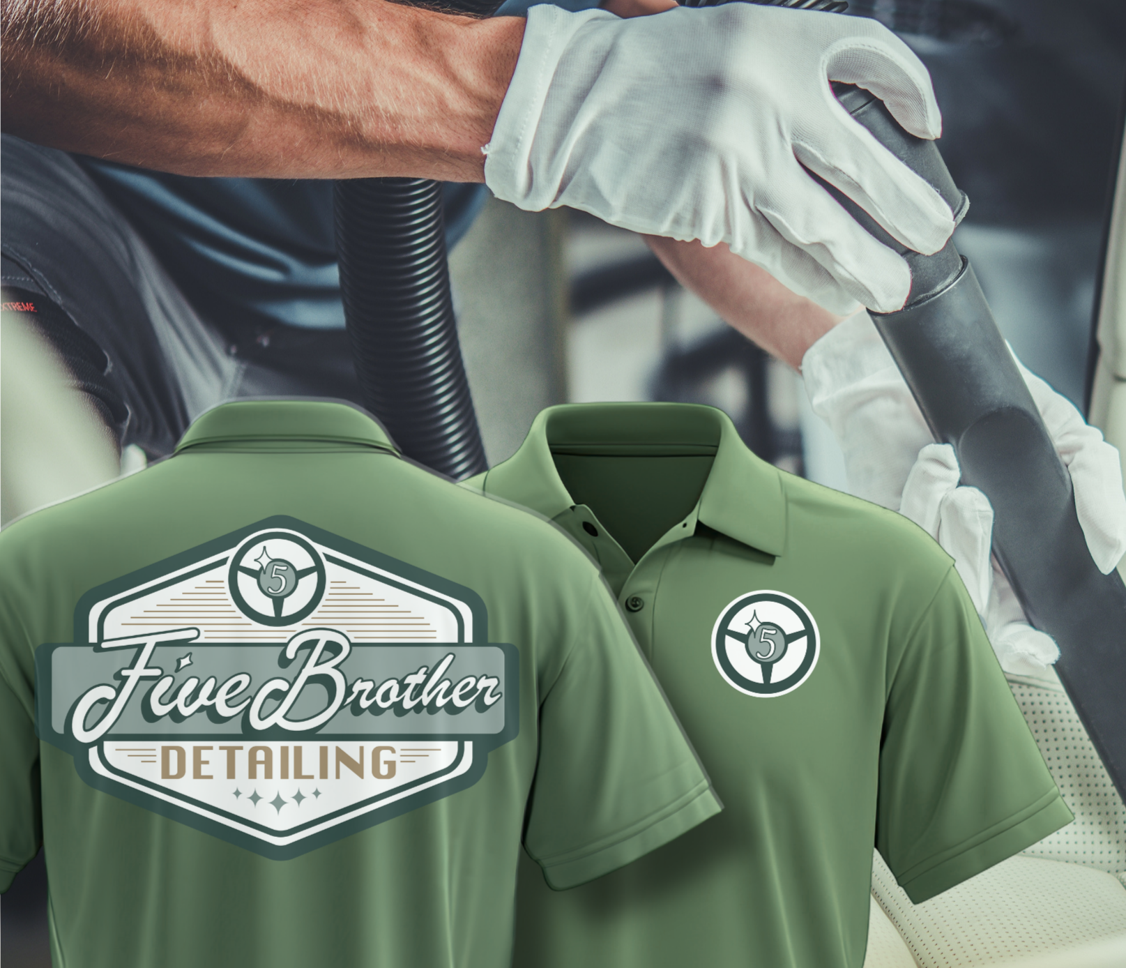 An image of a detailing logo usage after ai logo redesign - Steering wheel detailer