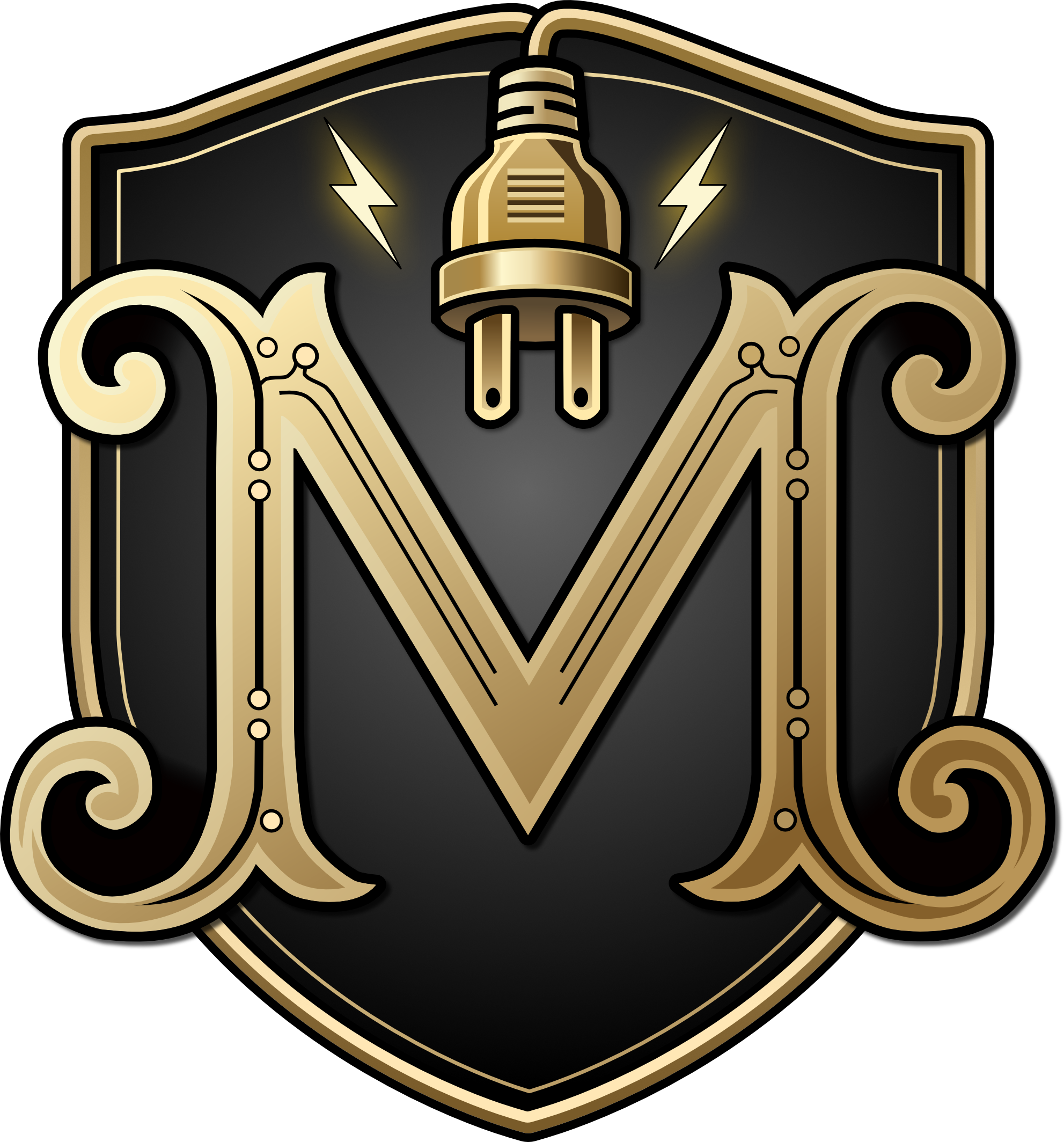 An image of a electrician logo which was redesigned from an ai version - monogram electrical construction