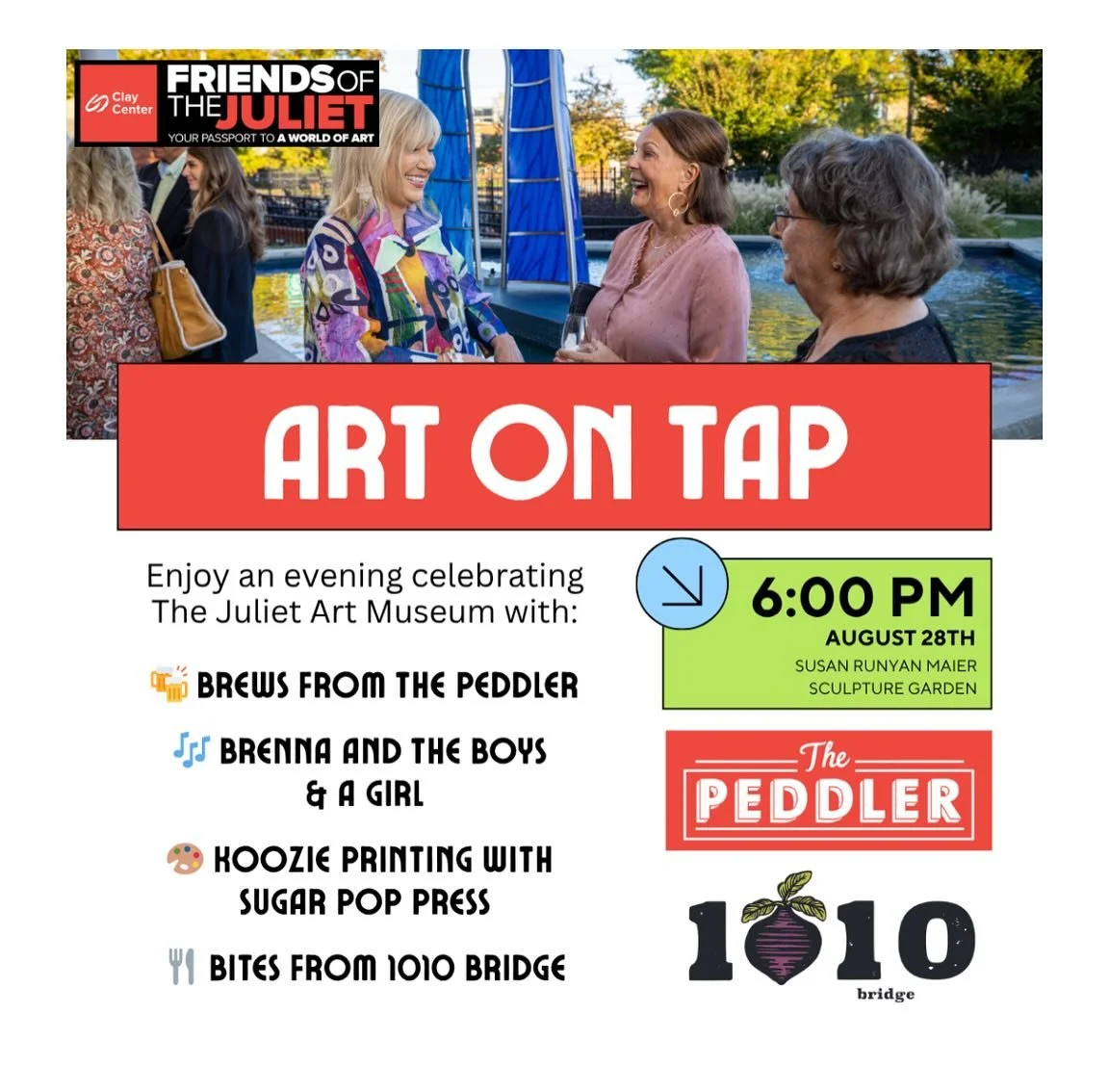 ✨🎨 Art on Tap 🎨✨

I&rsquo;m super excited to be live printing tonight at the Juliet Art Museum&rsquo;s Art on Tap! Join us as Lindsay, the new curator, unveils what&rsquo;s &ldquo;on tap&rdquo; for the year ahead.

Here&rsquo;s what&rsquo;s in stor
