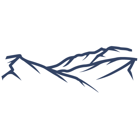 Abstract blue artwork of a mountain range representing the mountains visible at Pure Heart Retreat in Wapiti Valley, Wyoming.