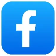 Facebook logo with white lowercase 'f' on a blue square background