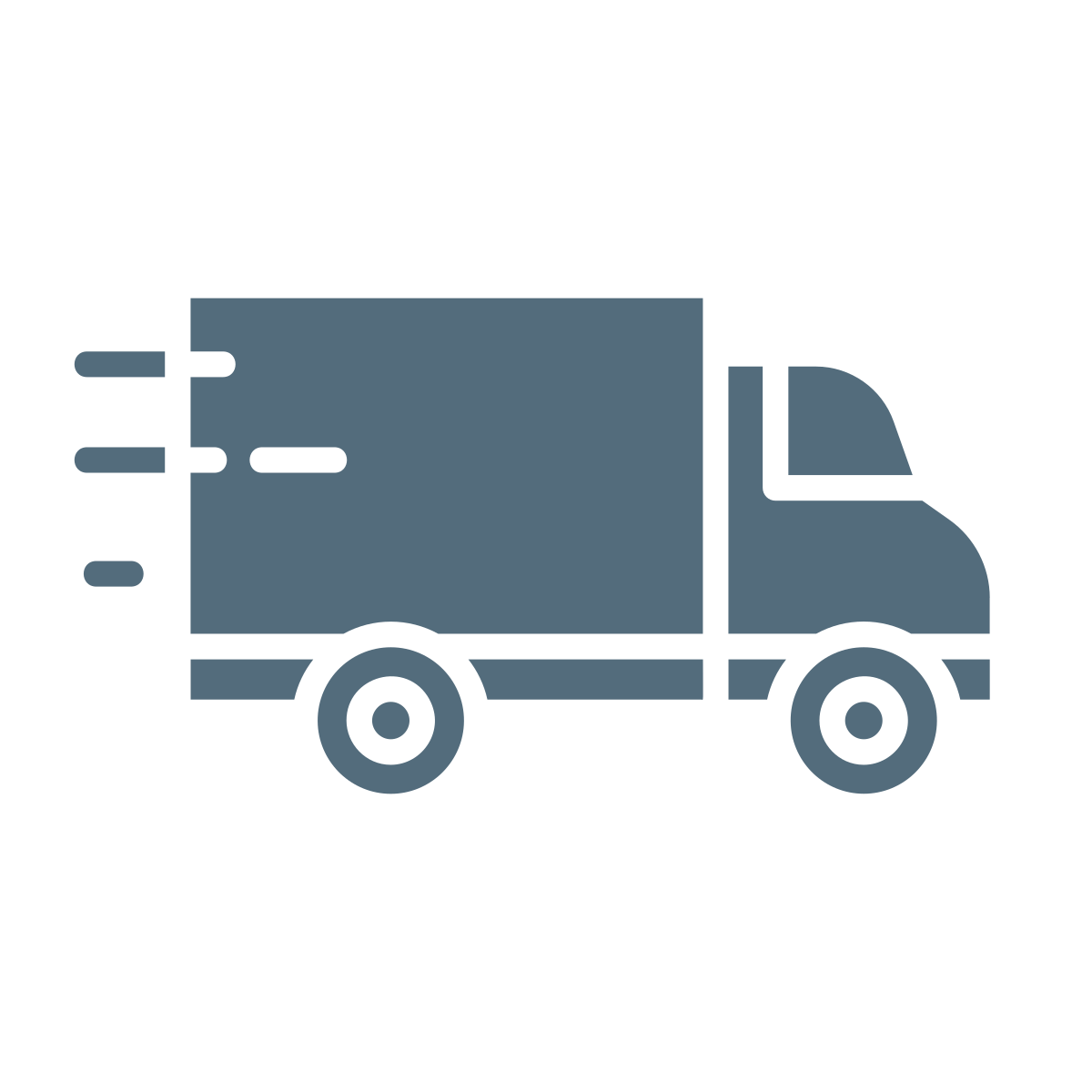 Icon of a delivery truck in motion.