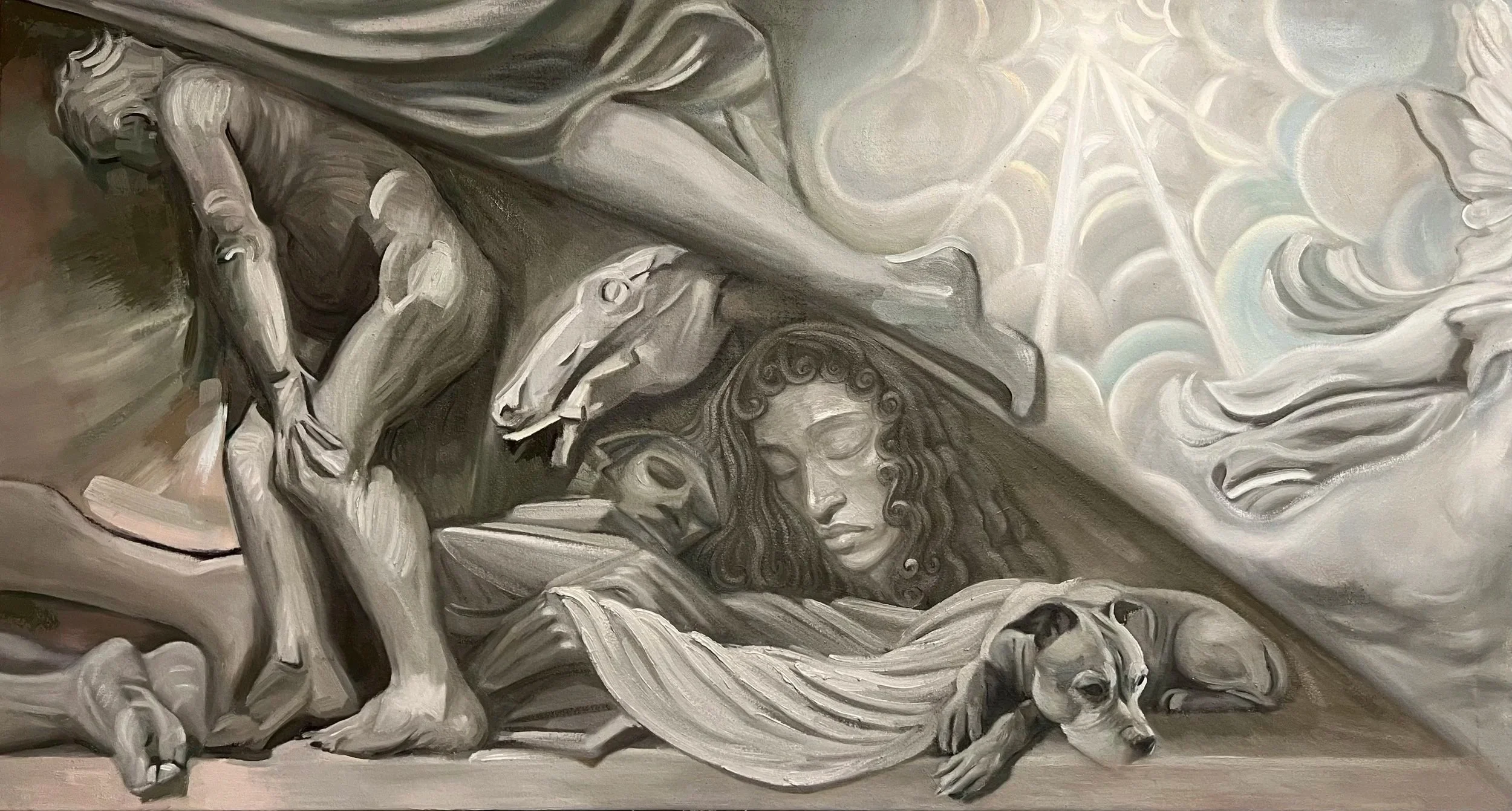 Dreaming in the sleep eternal.
70 cm x 130 cm 
Oil on canvas 
2026