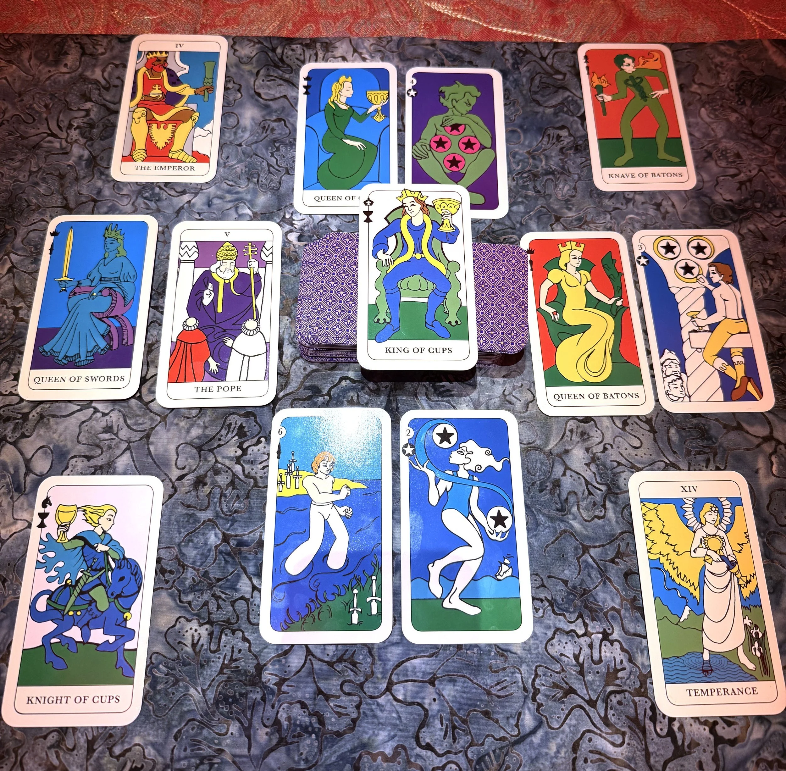 A spread of tarot cards.