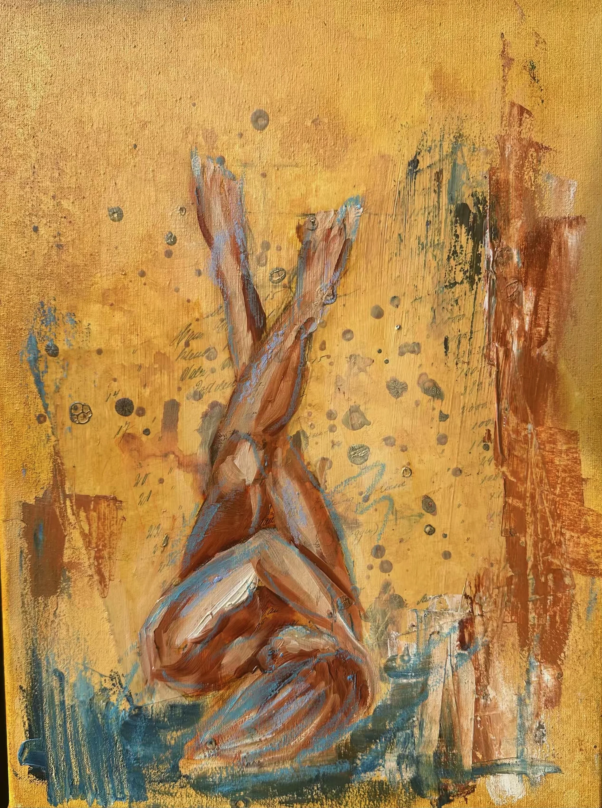 "Soll und Haben" 4 - Oel über Collage/Mischtechnik auf Leinwand. Originalbild. 40x30x2cm