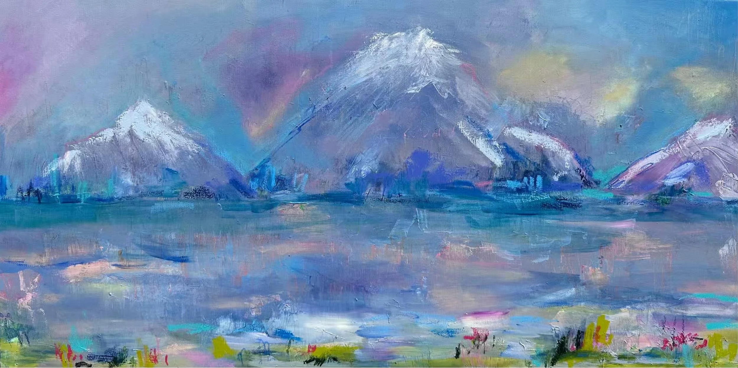 Vage Erinnerungen, Oel über Mischtechnik auf Leinwand, Originalbild, 50x100x2cm