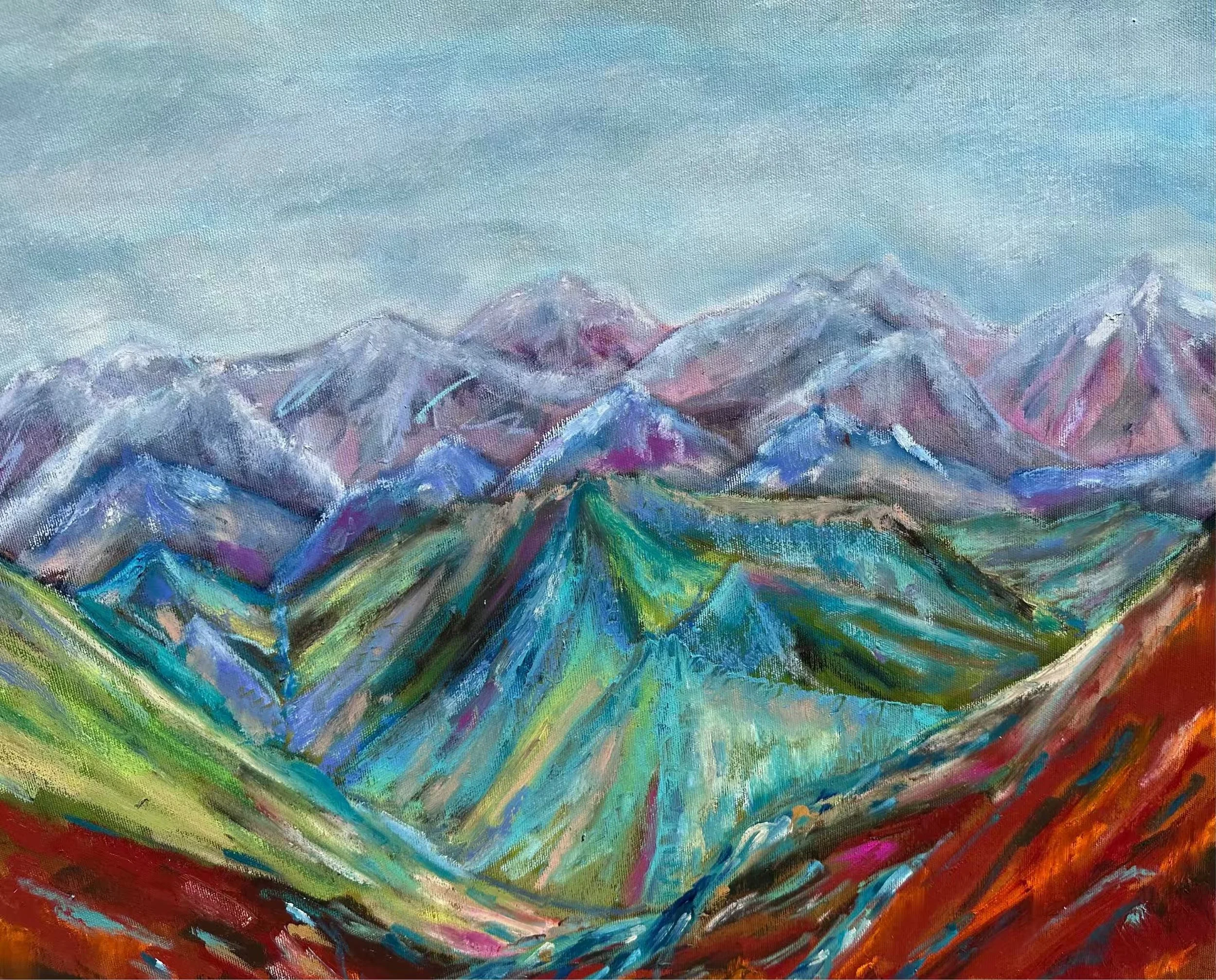 .Georgien, Originalbild, Oel über Mischtechnik auf Leinwand, Originalbild, 60x73x2cm