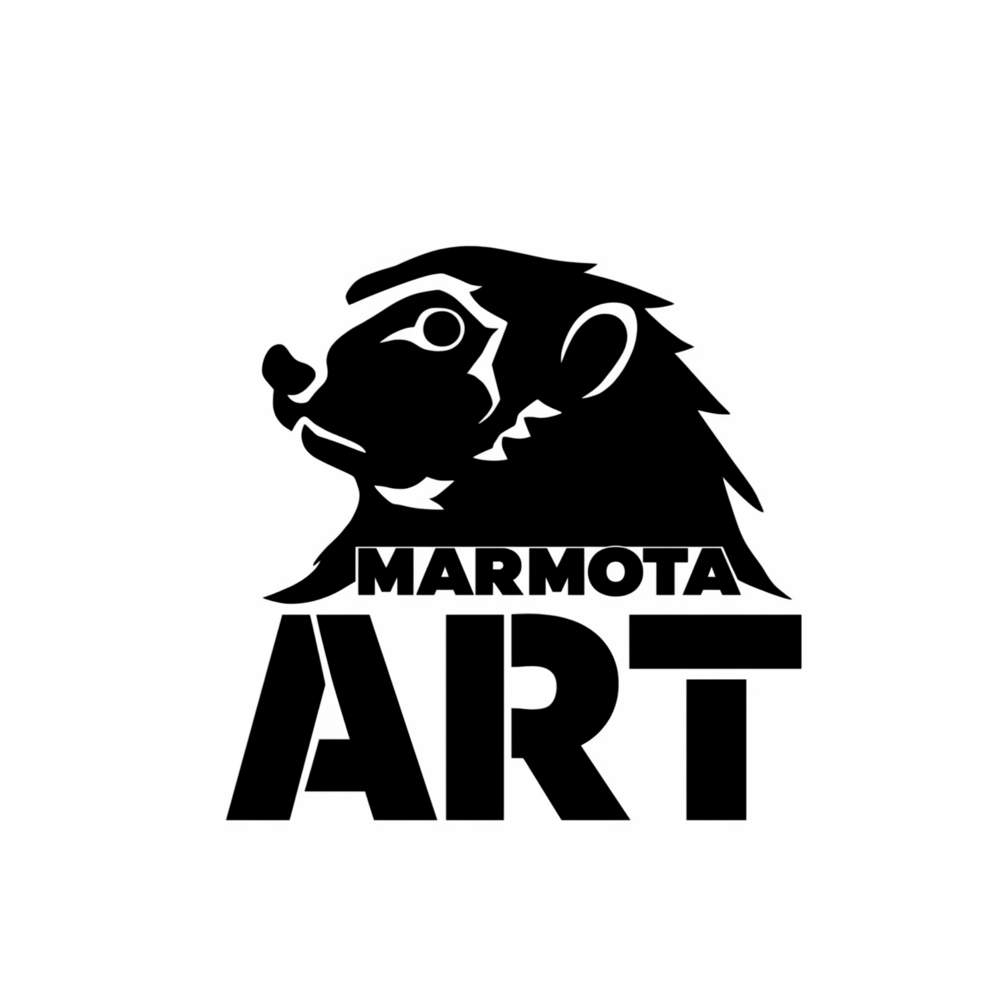 Schwarz-weißes Logo mit einer Löwenkopfillustration und dem Text "MARMOTA ACADE" darunter.