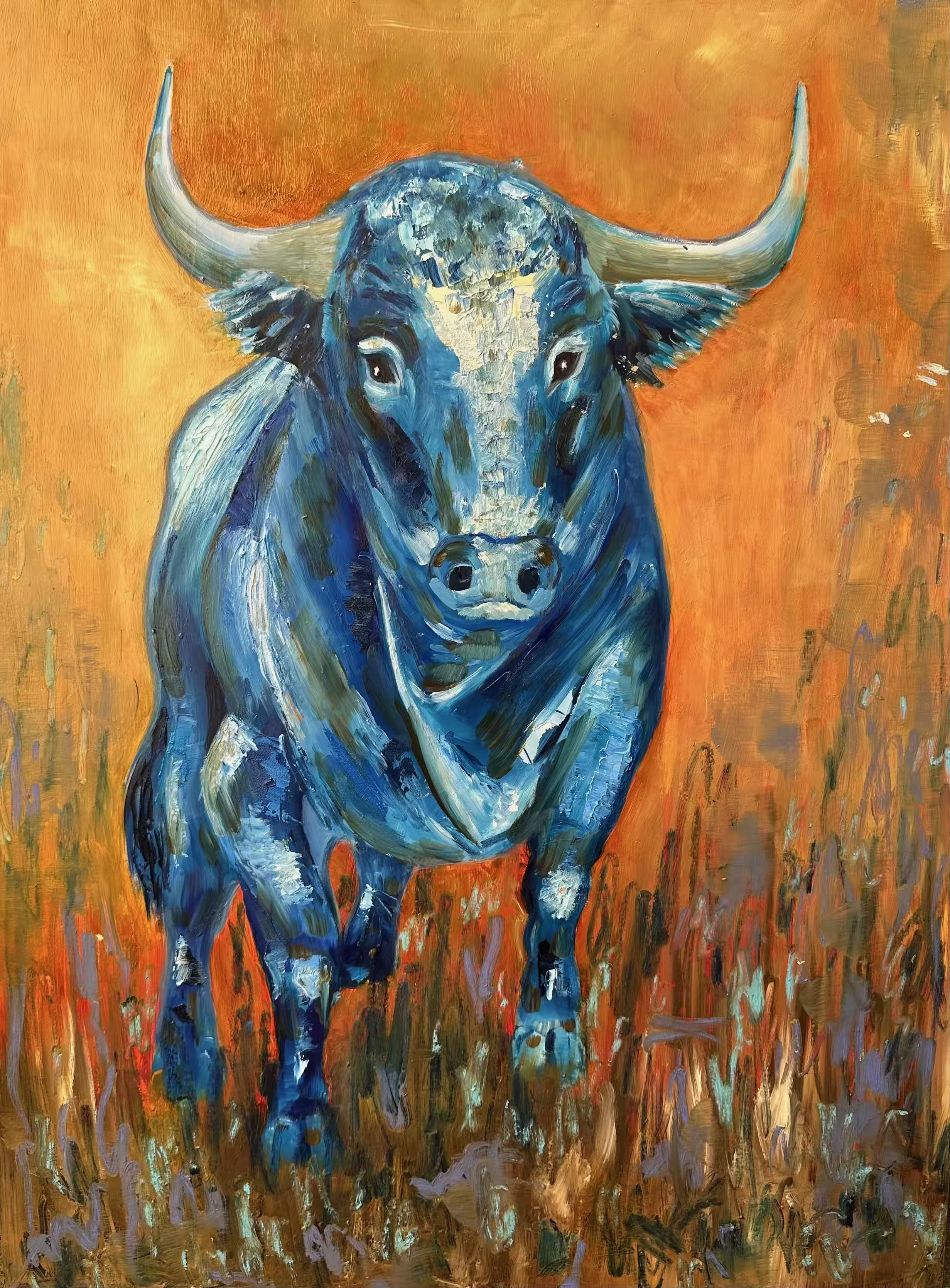 Kraftvoll und mutig, Originalbild, Oel auf Mischtechnik auf Gesso Holzplatte, 80x60x2cm