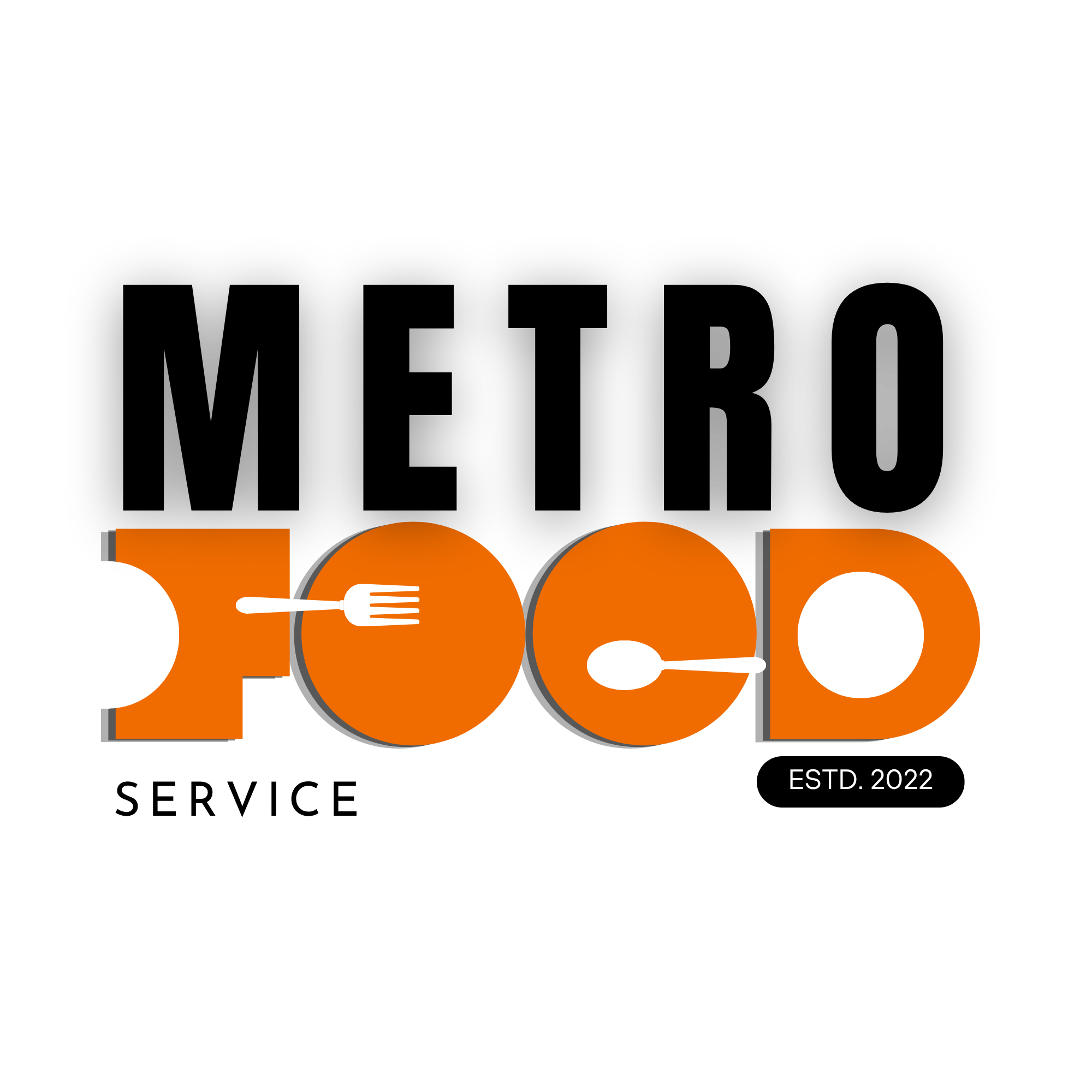 A logo for a food delivery service featuring the name in bold orange and black letters with a fork icon, and the text 'ESTD. 2022' in smaller font.