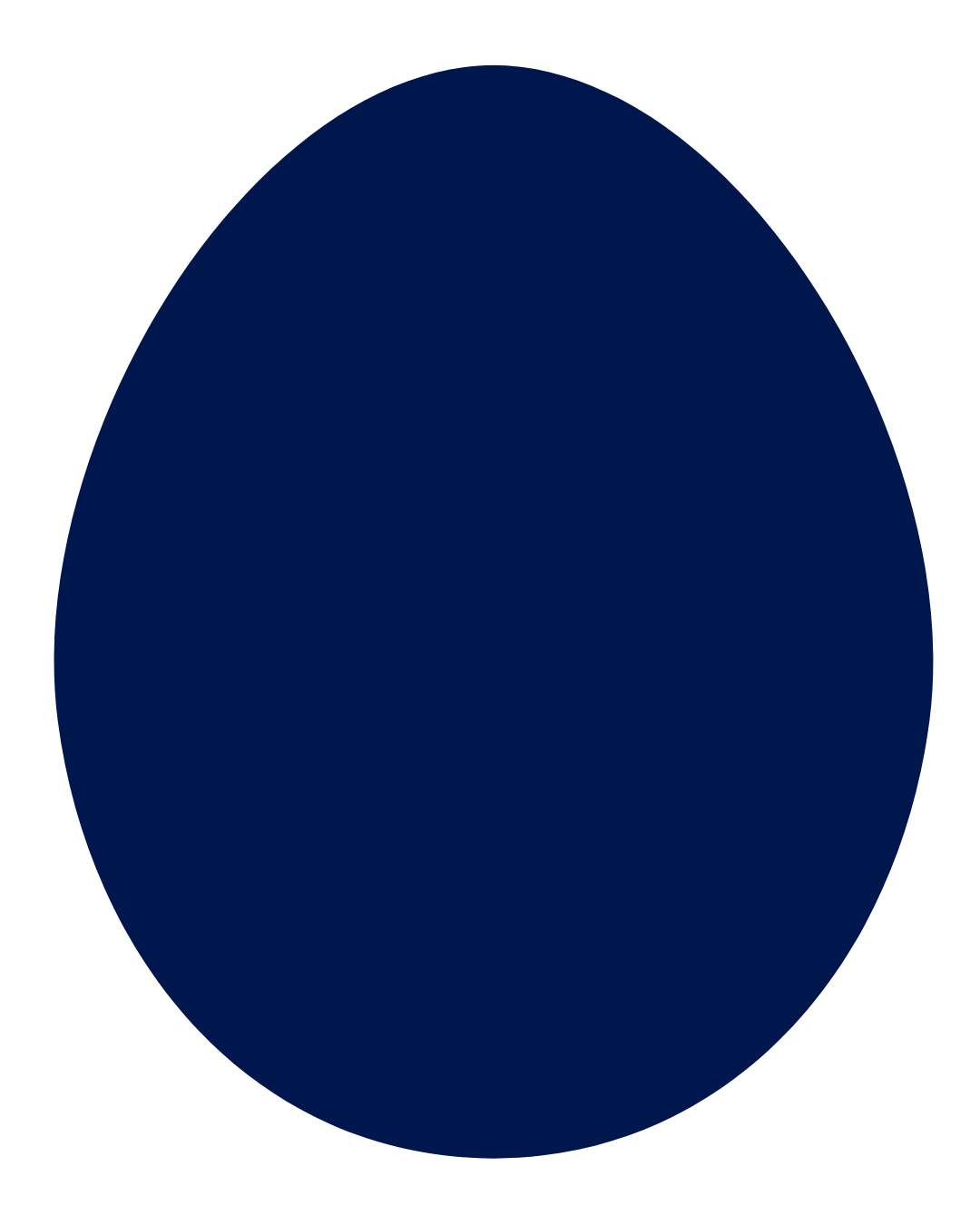 A dark blue, egg-shaped figure with a circular hole near the top.