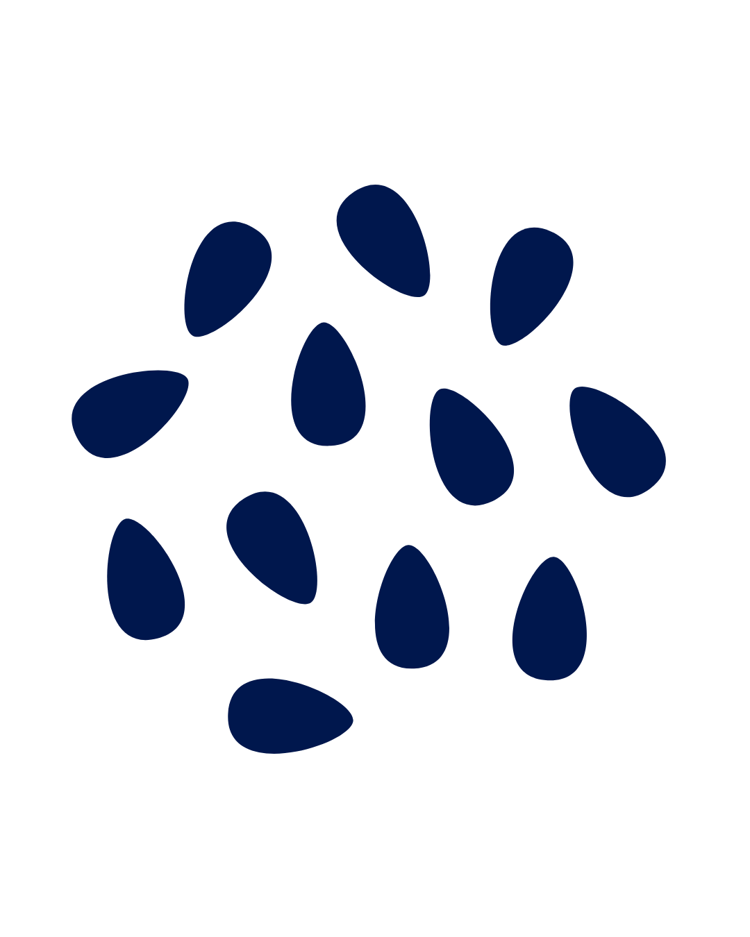 A collection of navy blue oval shapes scattered on a black background.