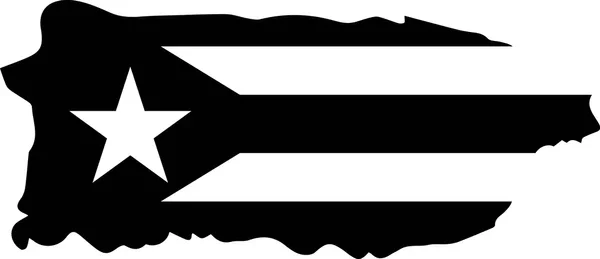 Silhouette of a black and white, Puerto Rican flag.