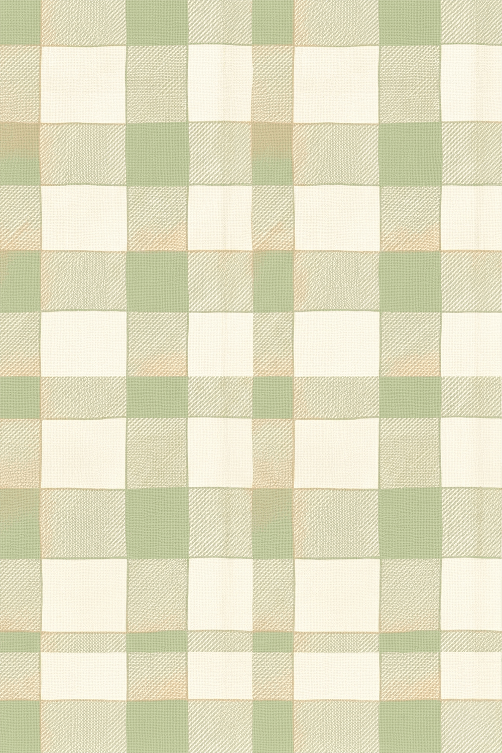 A checkered pattern with alternating light beige, cream, and pastel green squares.