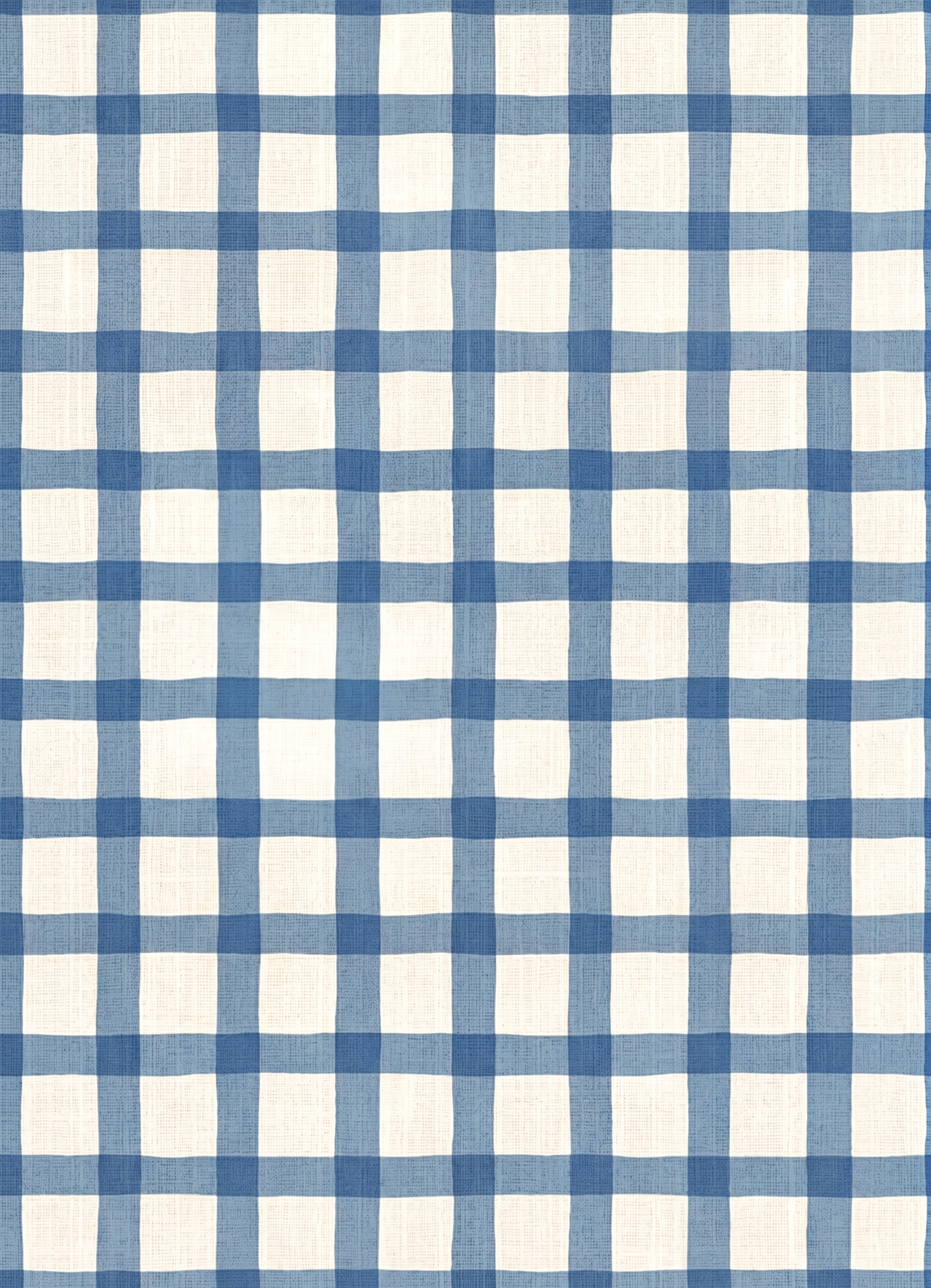 Blue and white checkered fabric pattern.