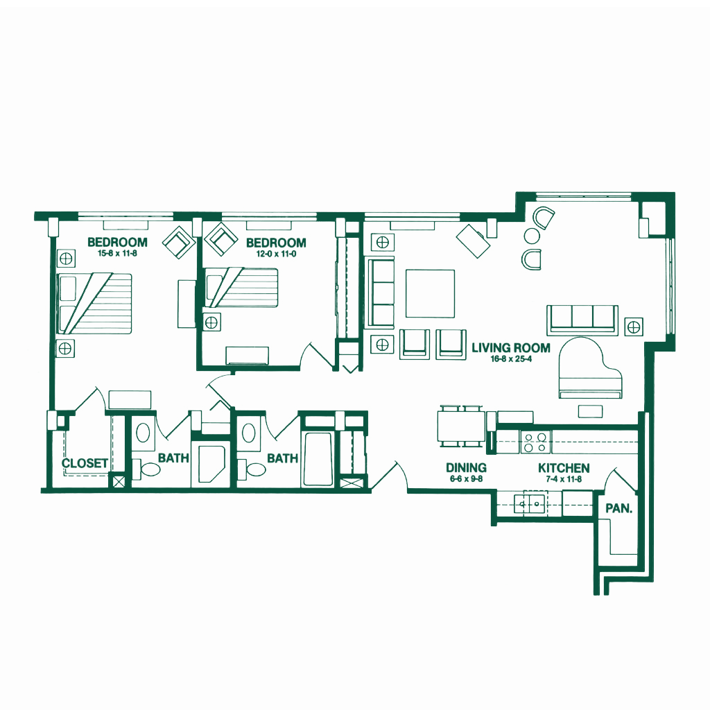 A dark green background with no distinguishable objects or features.
