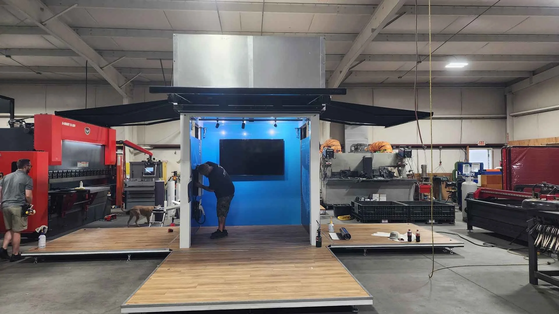 Experiential marketing display under construction