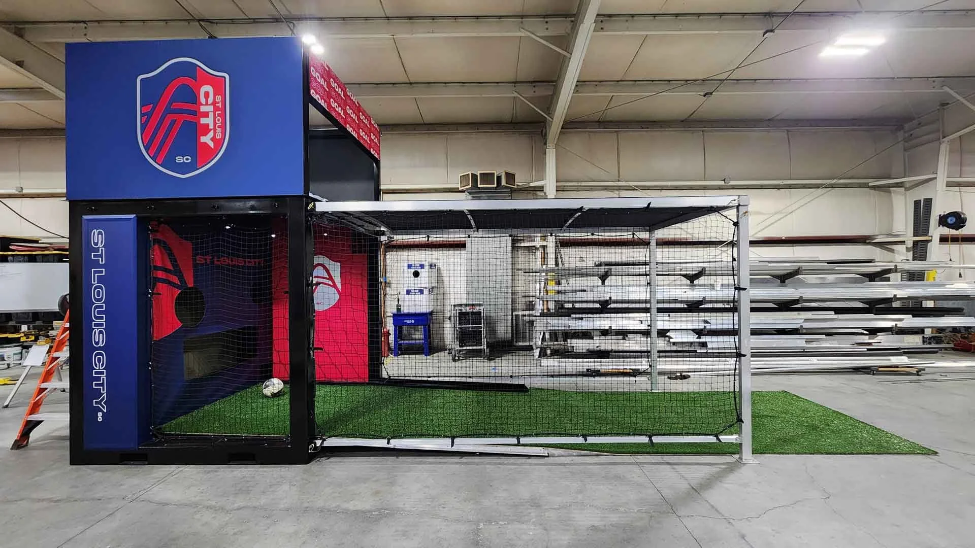 Soccer experiential marketing display side view