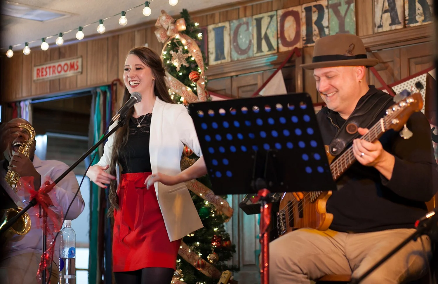 Artist development student performing live with band during showcase performance at Hickory Arts in Hickory, NC.